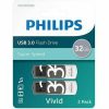 Philips USB-sticks Philips FM32FD00D USB 3.0 32GB Vivid Grijs 2 stuks